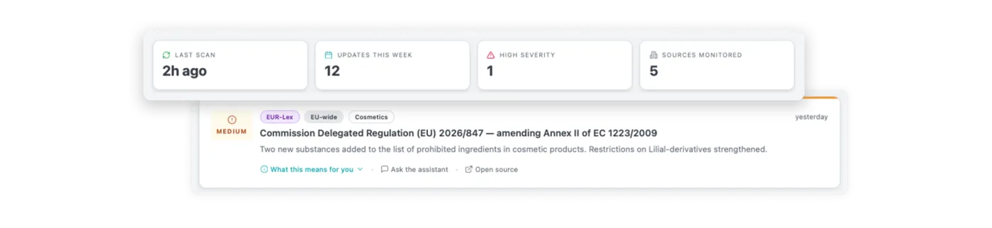 MAVRYX Regulatory Horizon feed with scan statistics